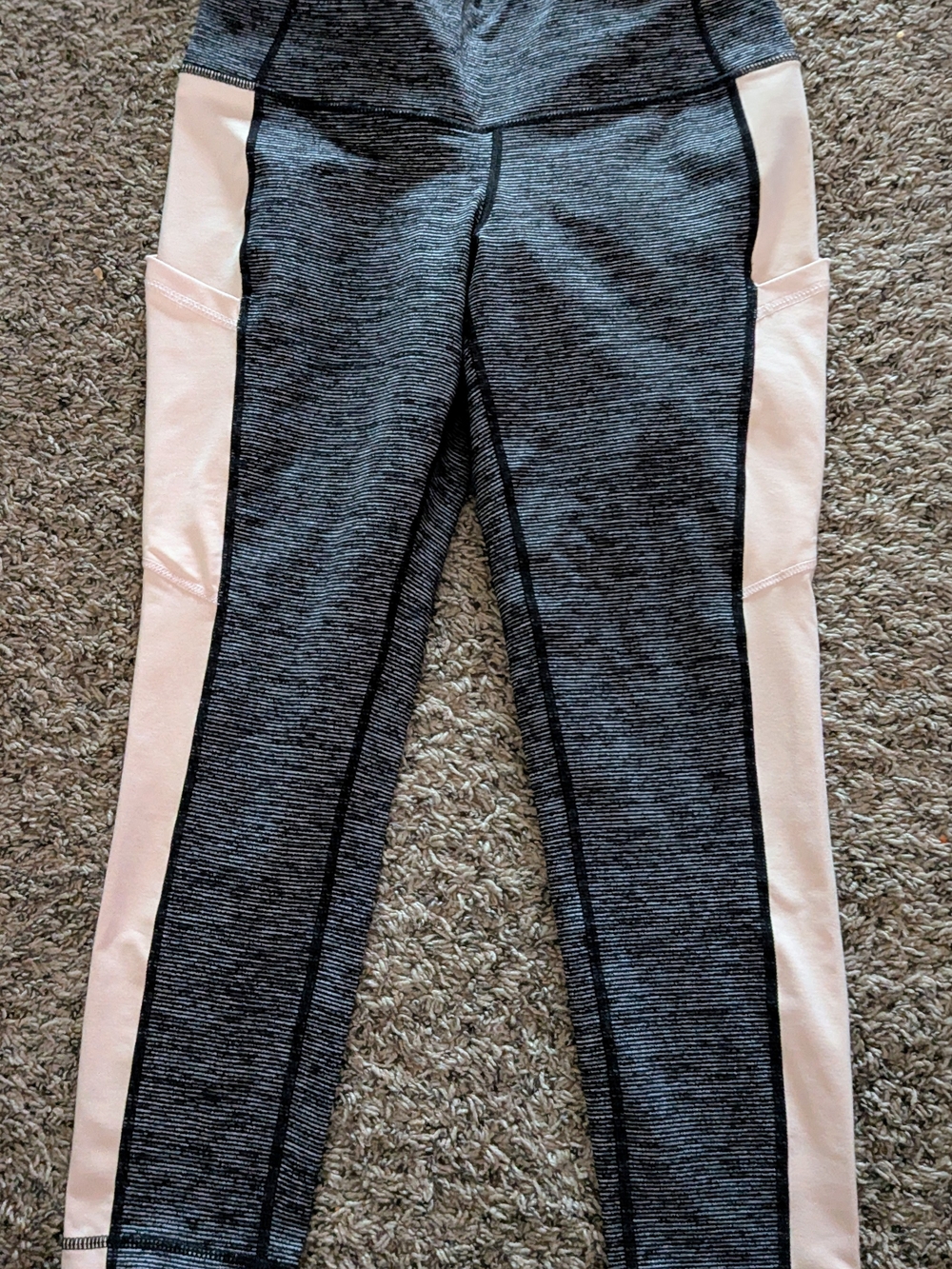 Torrid Gray Heather Leggings with Light Pink Side Panels